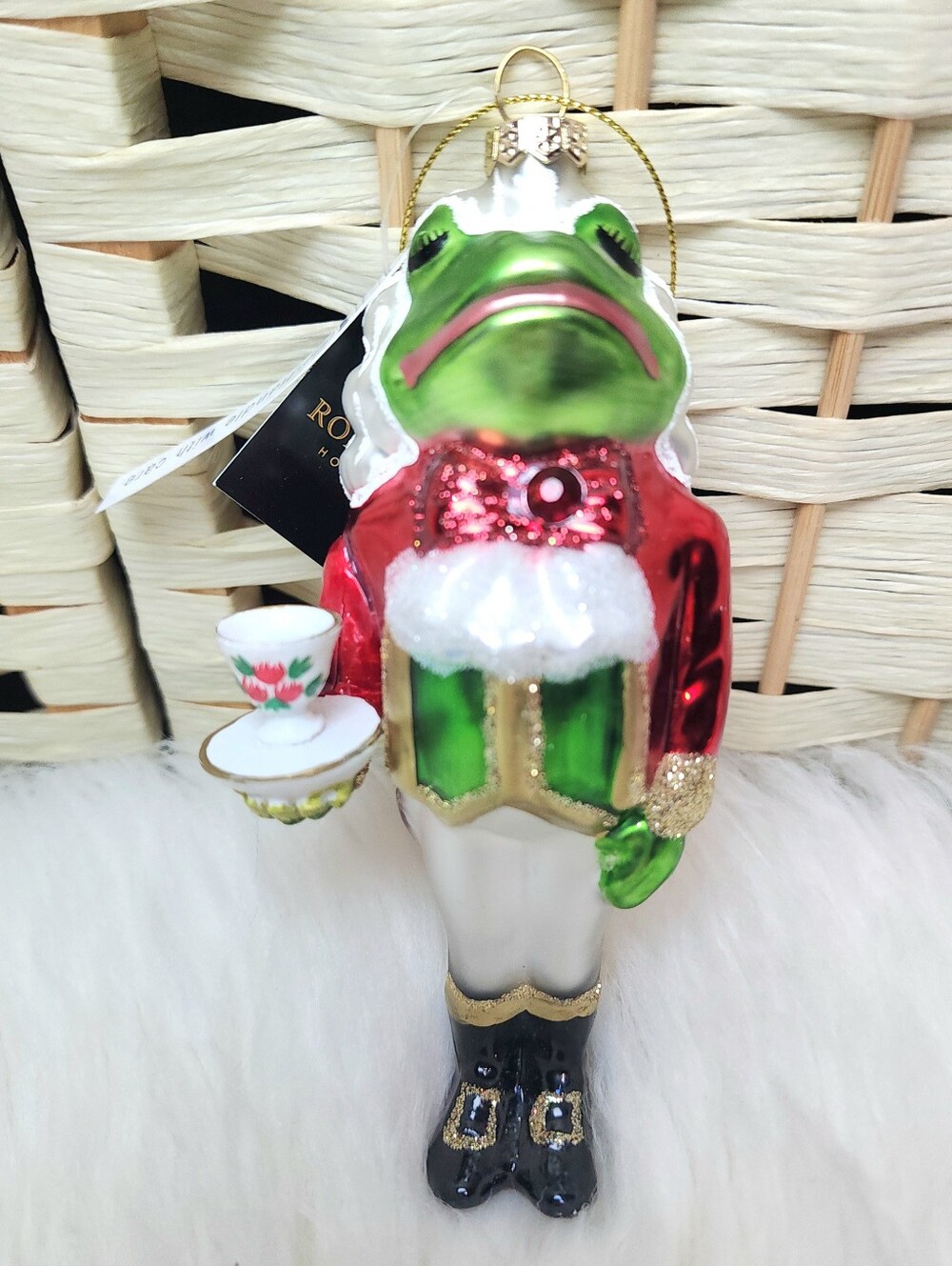 NWT Robert Stanley Frog Butler Glass Christmas Ornament Royal